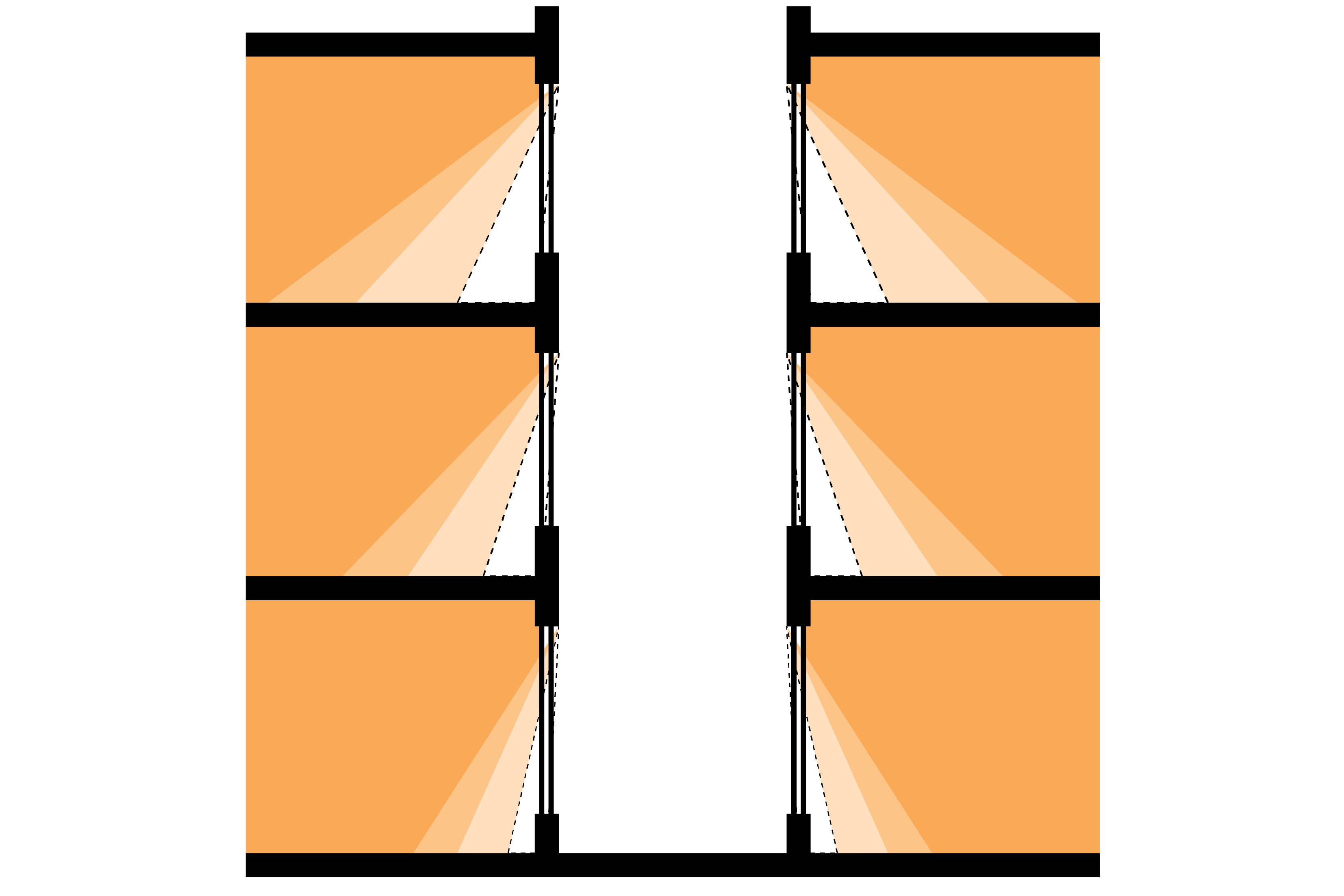 Plan of light well with indicative daylight access shown