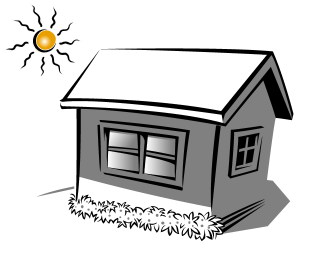 House with integrated or built in sunshading such as eave, overhang or balcony.