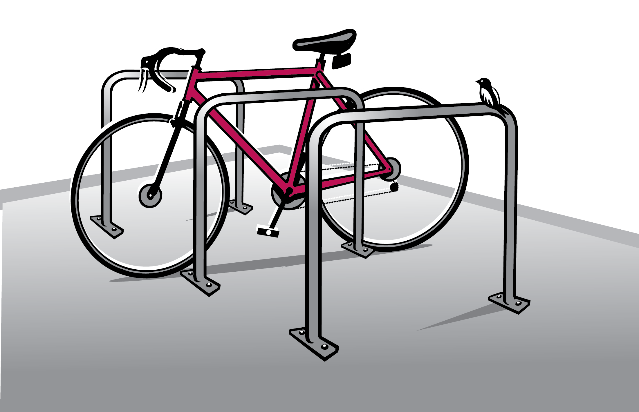 Free standing upright rail bike park.